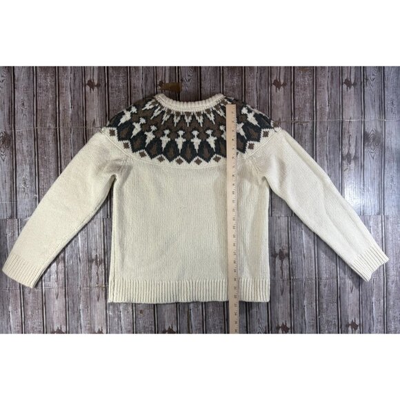 L.L.Bean Classic Ragg lamb's Wool Crew Neck Fair Isle Sweater SZ s color ivory - Picture 6 of 8